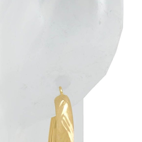 Diamond Cut Hoop single Earring Solid 14K Yellow Gold - Picture 3 of 4